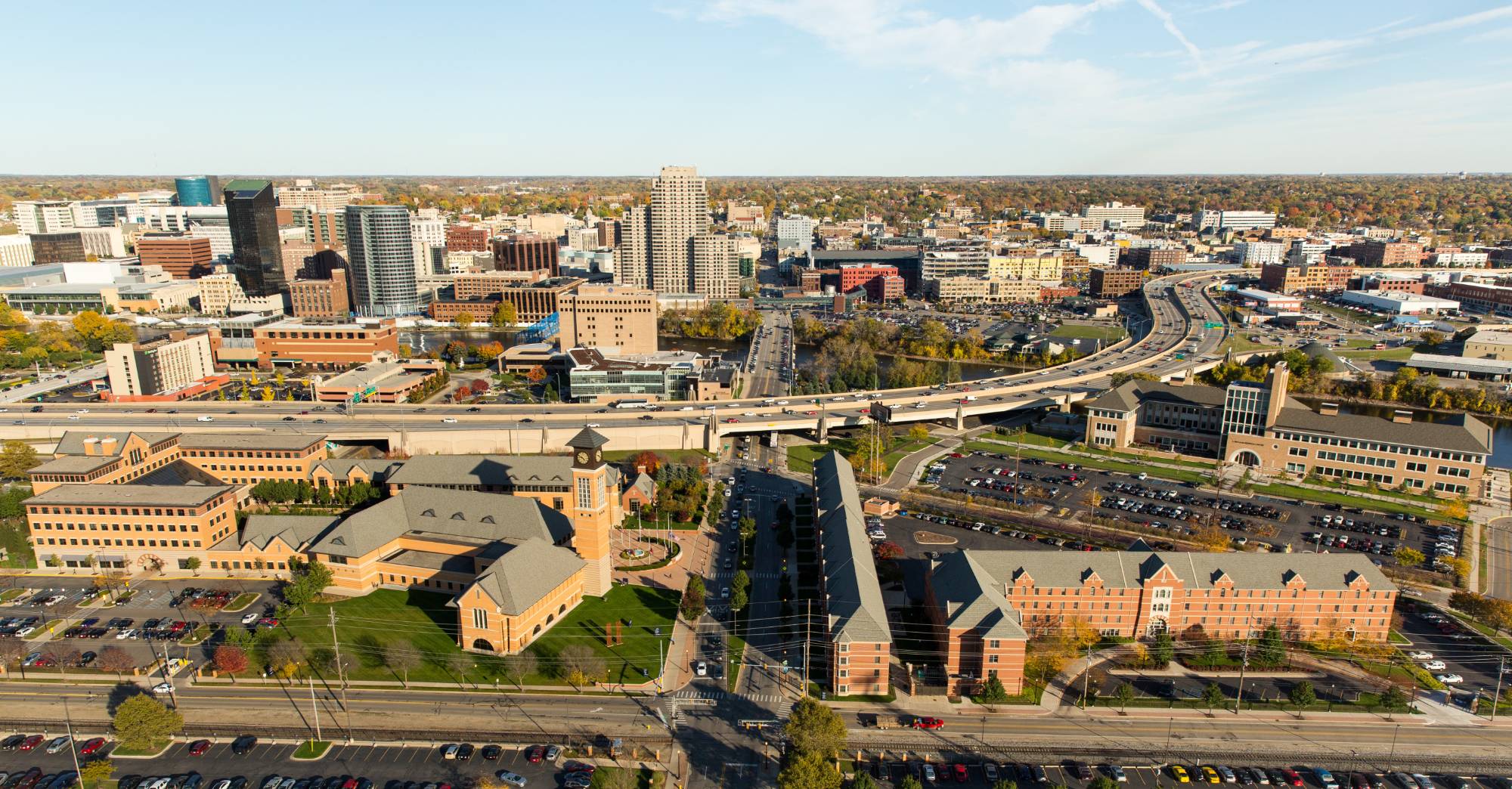 Aerial view of pew campus